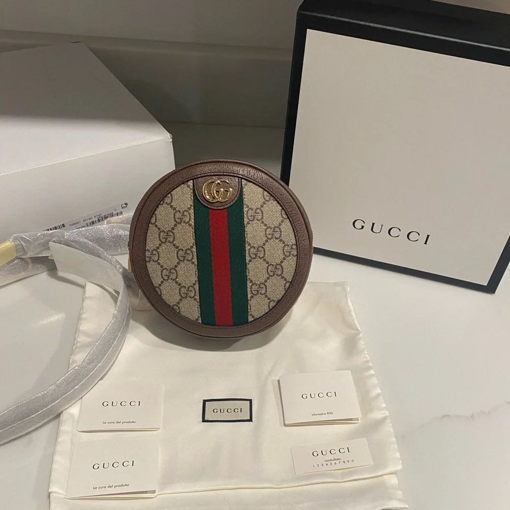 NEW!✨GUCCI✨GG GUCCISSIMA SUPREME & LEATHER ROUND BACKPACK SHOULDER CROSSBODY BAG - Picture 8 of 15